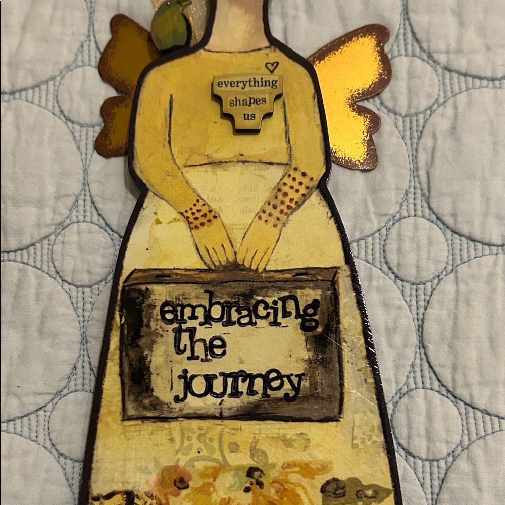 Kelly Rae Robert’s 
Yellow Angel Mixed Media Wall Hanging - Picture 2 of 2